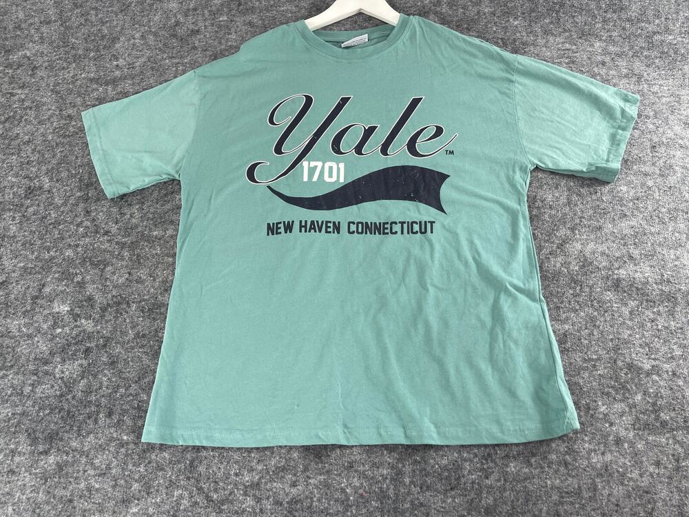 Yale University Shirt Mens Large Connecticut Tee Defect Green Short Sleeve A11